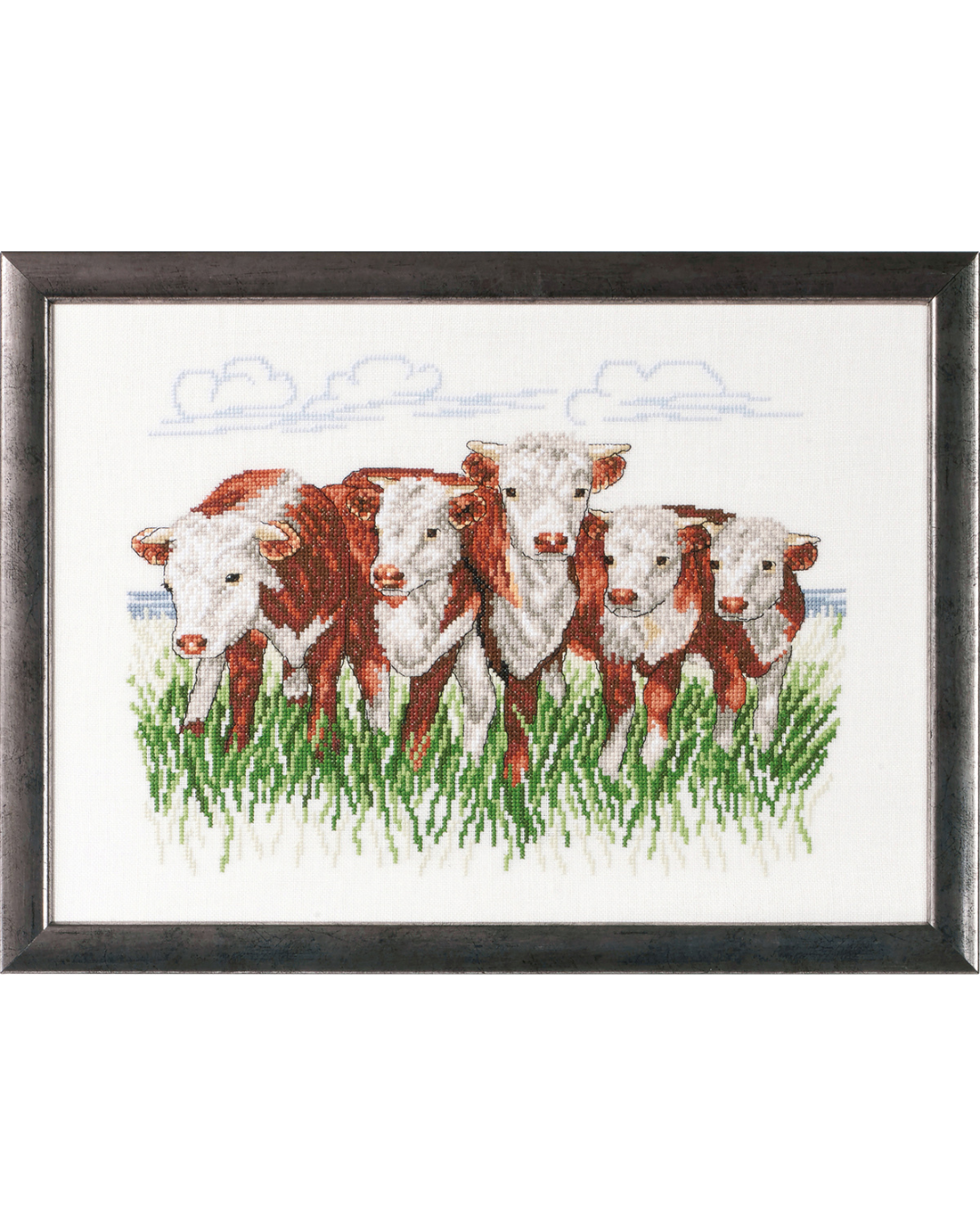 Hereford-køer – Broderikit (41×29 cm)