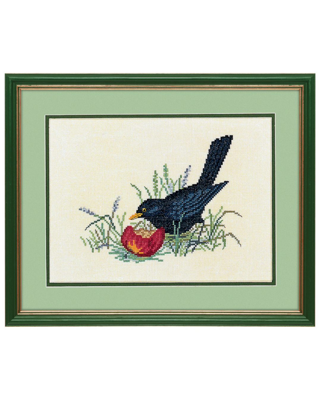 Solsort og Æble – Broderikit (24×30 cm)