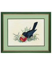 Solsort og Æble – Broderikit (24×30 cm)