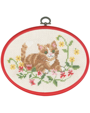 Rød Kat – Broderikit med Flexiramme (13x18 cm)