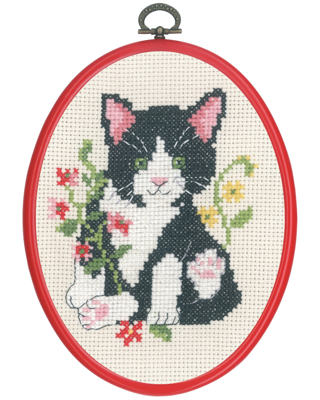 Sort Kat – Broderikit med Flexiramme (13x18 cm)