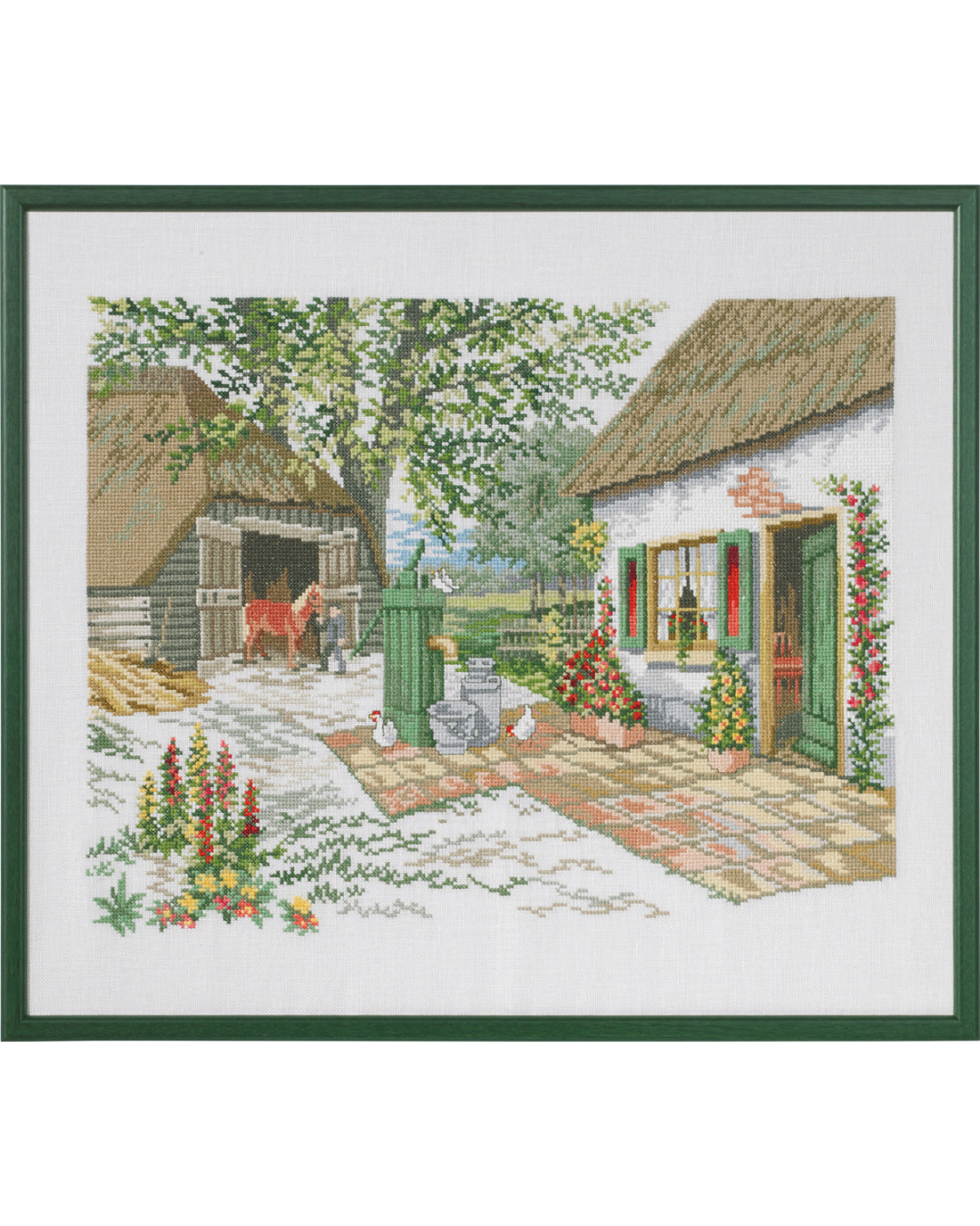 Bondegård og hest – Broderikit (50x43 cm)
