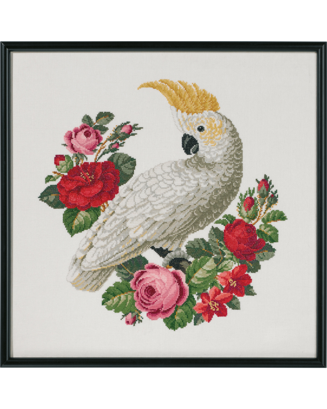 Hvid Ara – Broderikit (50x50 cm)