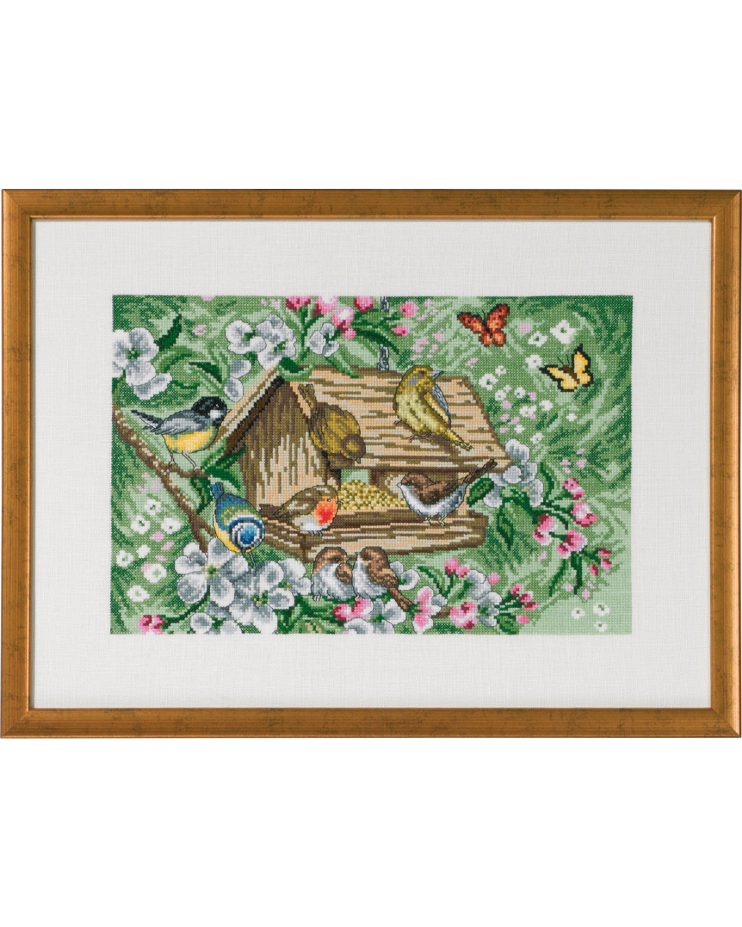 Fuglehuset i Haven – Broderikit (37x24 cm)