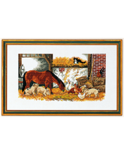 Hest, grise, høns og ænder – Broderikit (30x50 cm)
