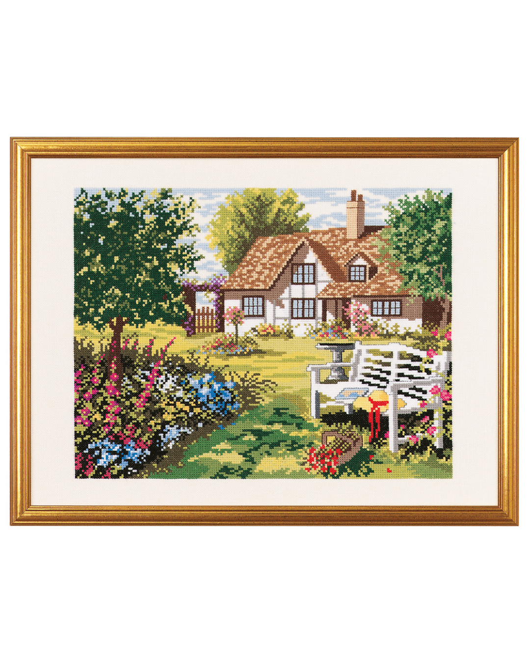 Engelsk hus og have – Broderikit (30x40 cm)