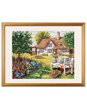 Engelsk hus og have – Broderikit (30x40 cm)