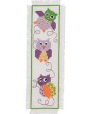 Bogmærke "Ugler" – Broderikit (7x22 cm)