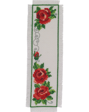 Bogmærke "Roser" – Broderikit (7x22 cm)