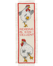 Bogmærke "Reading is Egg-cellent" – Broderikit (7x22 cm)