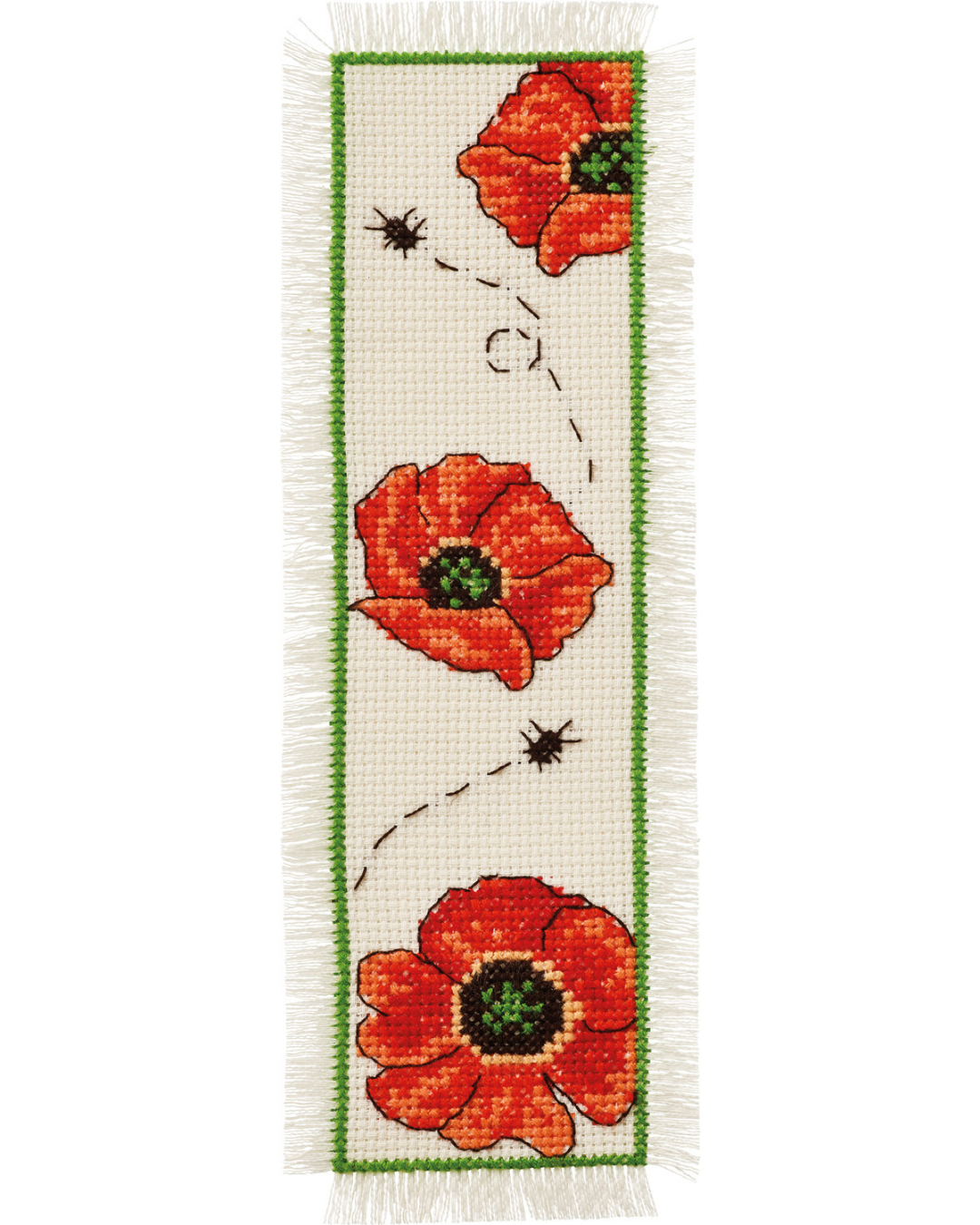 Bogmærke "Valmuer" – Broderikit (7x22 cm)