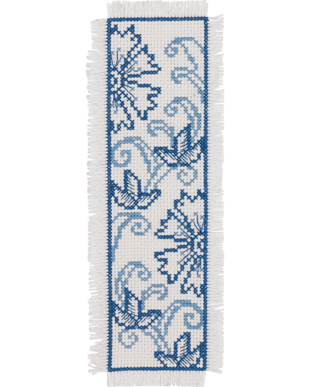Bogmærke "Blå blomst" – Broderikit (7x22 cm)