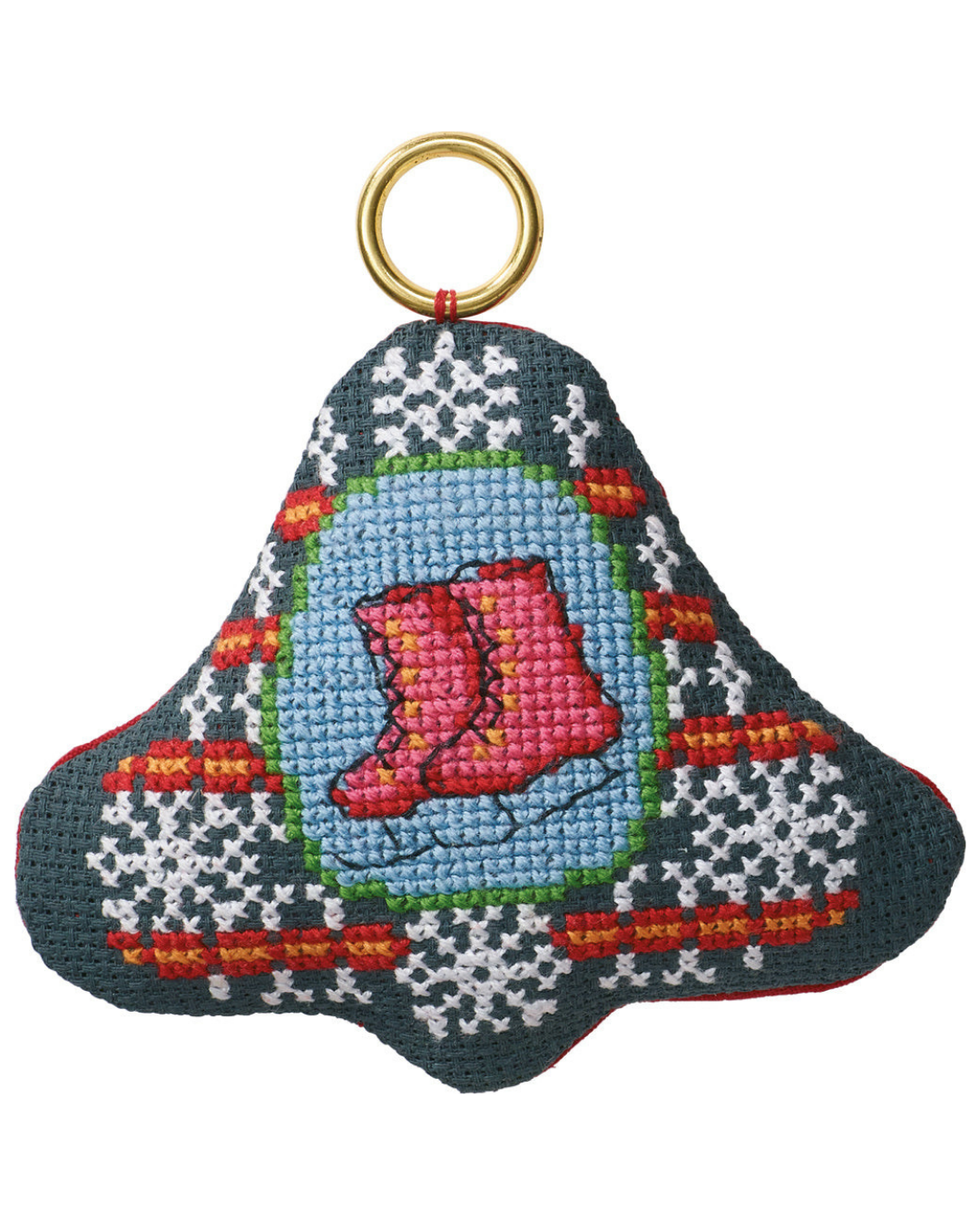 Juleophæng med Skøjter – Broderikit (9×8 cm)