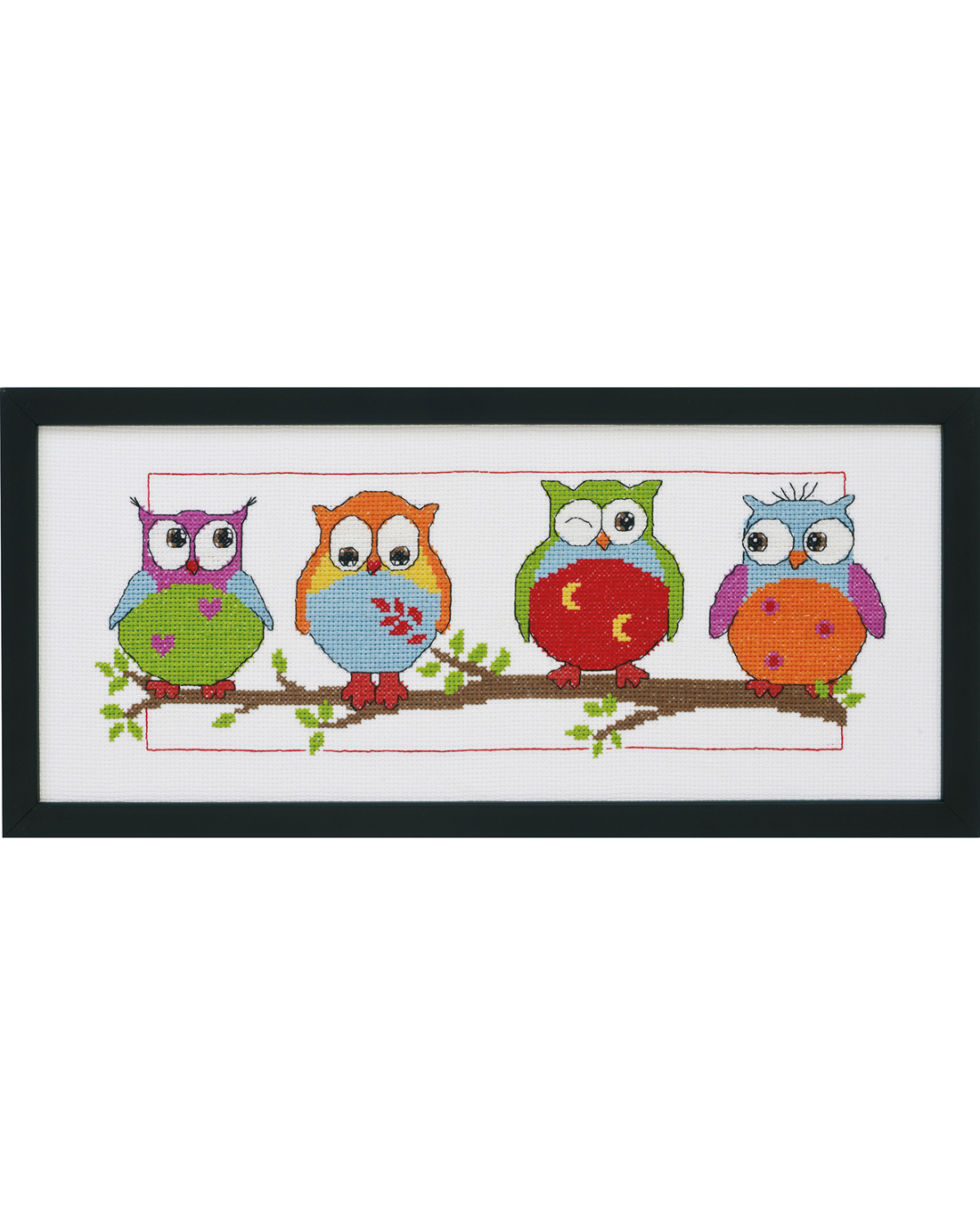 Farverige Ugler – Broderikit (36 x 15 cm)