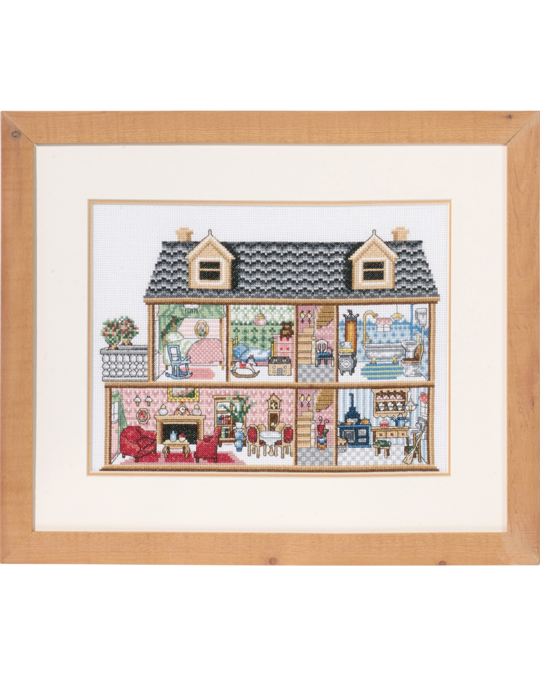 Antikt Dukkehus – Broderikit (39 x 32 cm)