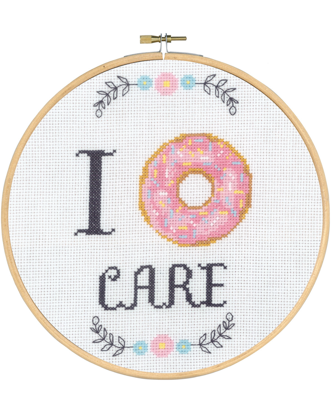 I Donut Care – Broderikit (Ø20 cm) inkl. ramme