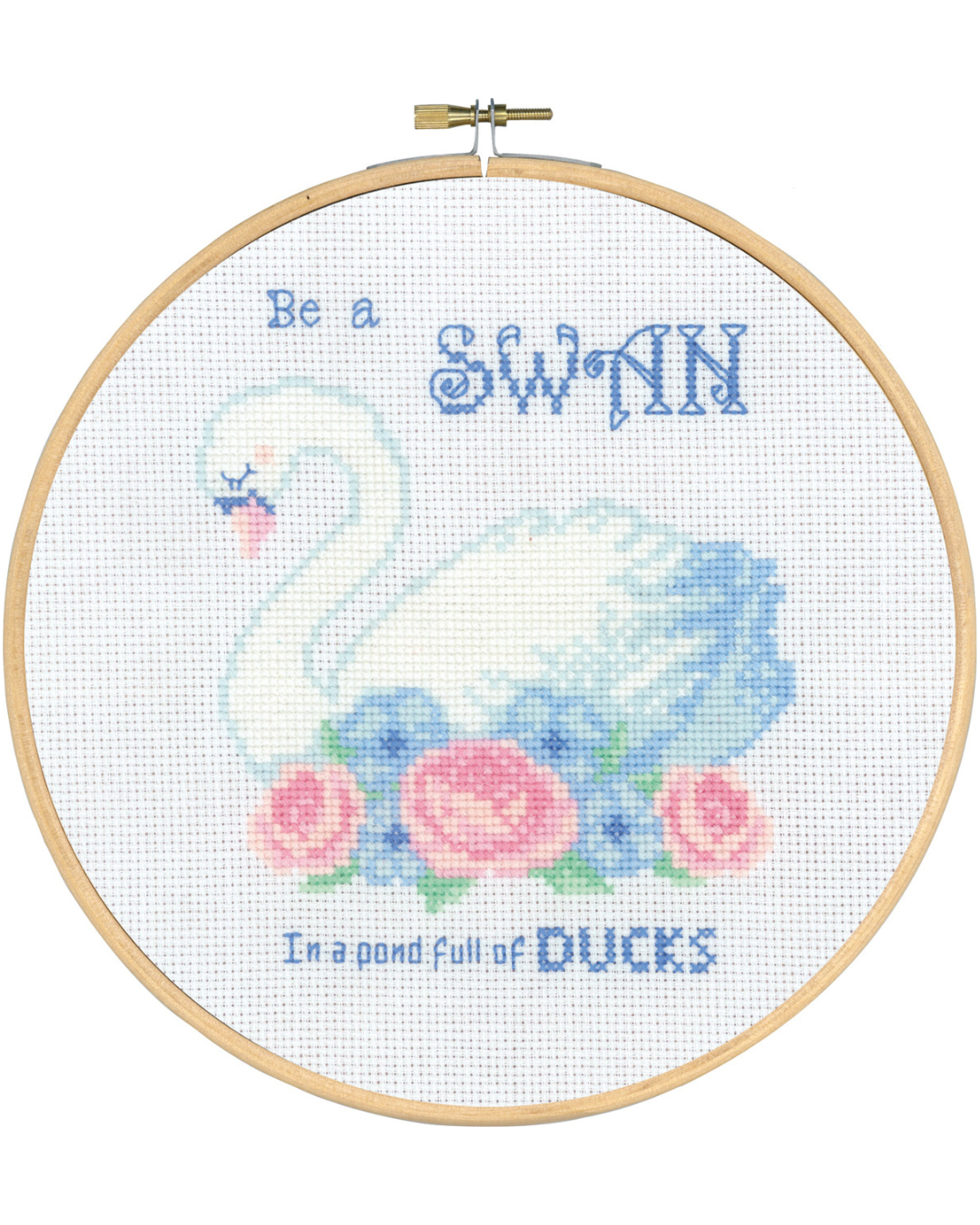 Be a Swan in a Pond Full of Ducks – Broderikit (Ø20 cm) inkl. ramme