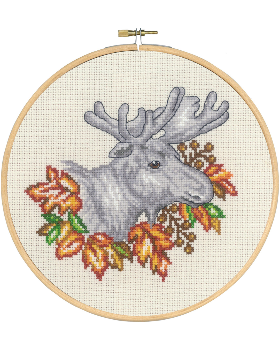 Elg i efterår – Broderikit (Ø20 cm) inkl. ramme