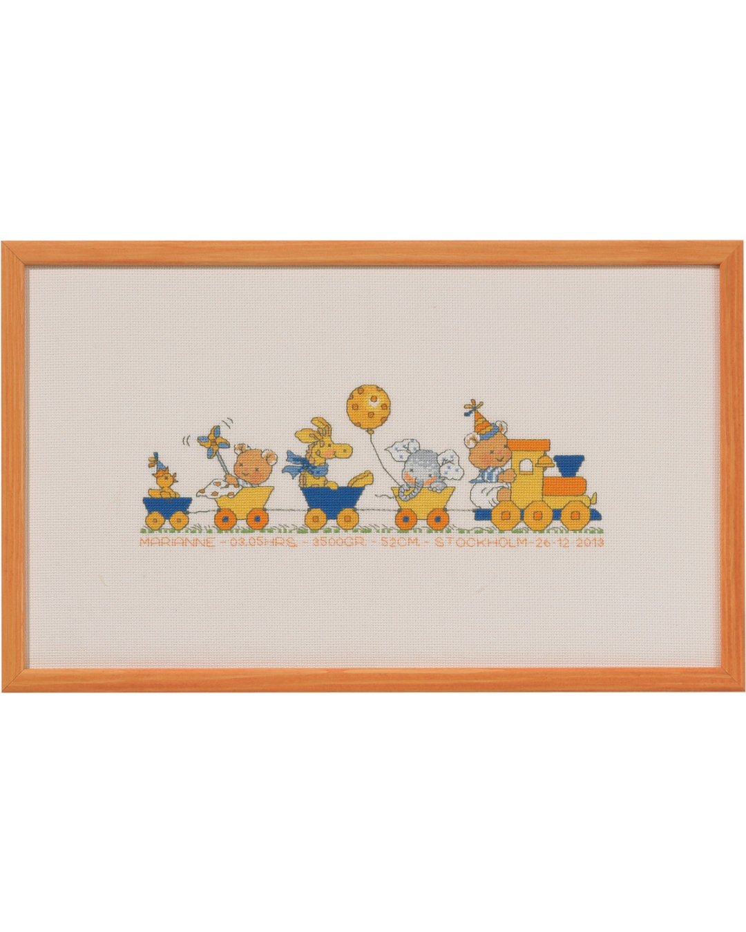 Fødselsbillede Tog – Broderikit (40 x 23 cm)