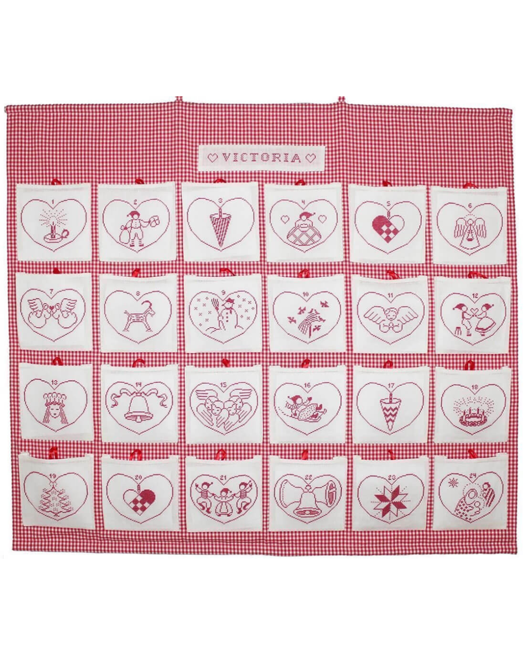 Haandarbejdets Fremme | Rød Victoria Julekalender – Broderikit (93x105 cm)