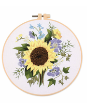 Blomster & Blade – Broderikit (Ø20 cm) inkl. ramme