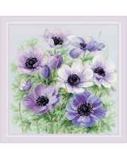 Lilla Anemoner - RIOLIS Broderikit (30 x 30 cm)