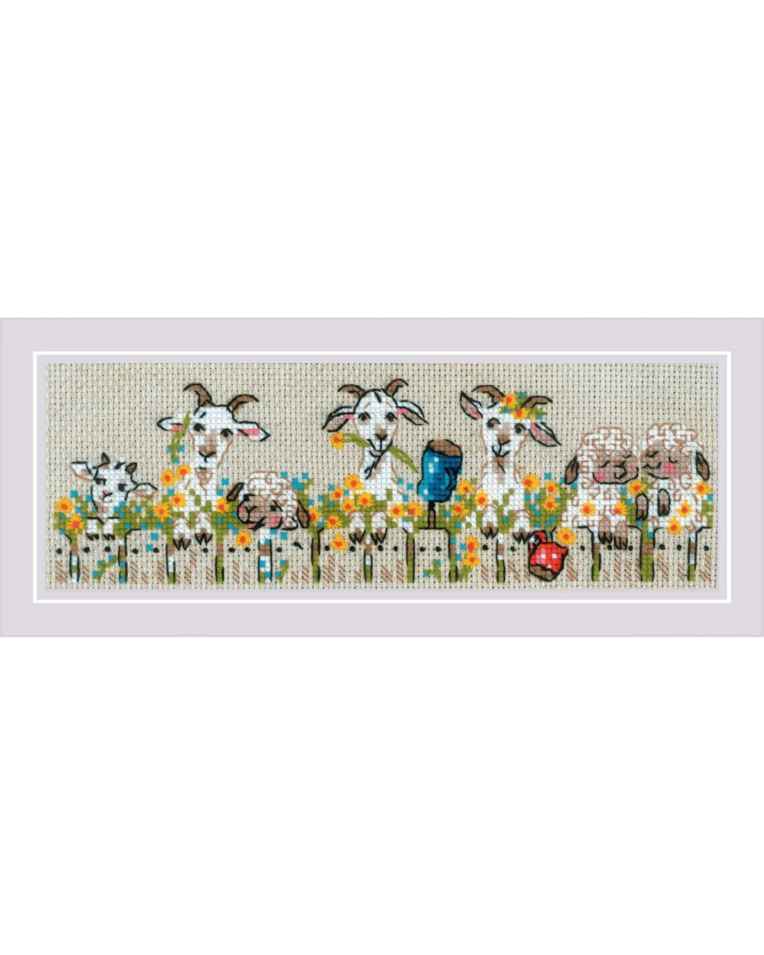 Får på stribe – RIOLIS Broderikit (24 x 8 cm)