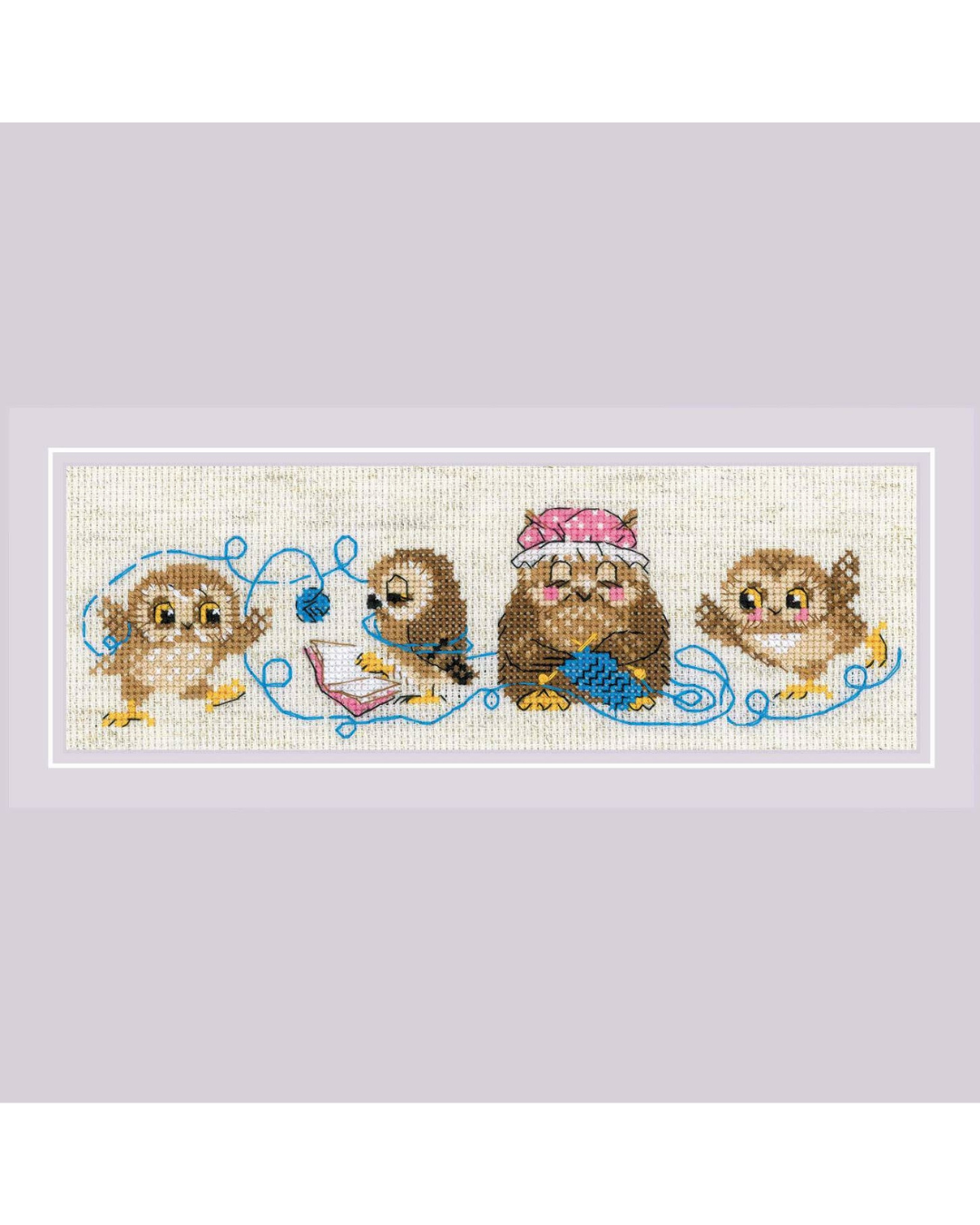 Uglefamilien – RIOLIS Broderikit (24 x 8 cm)