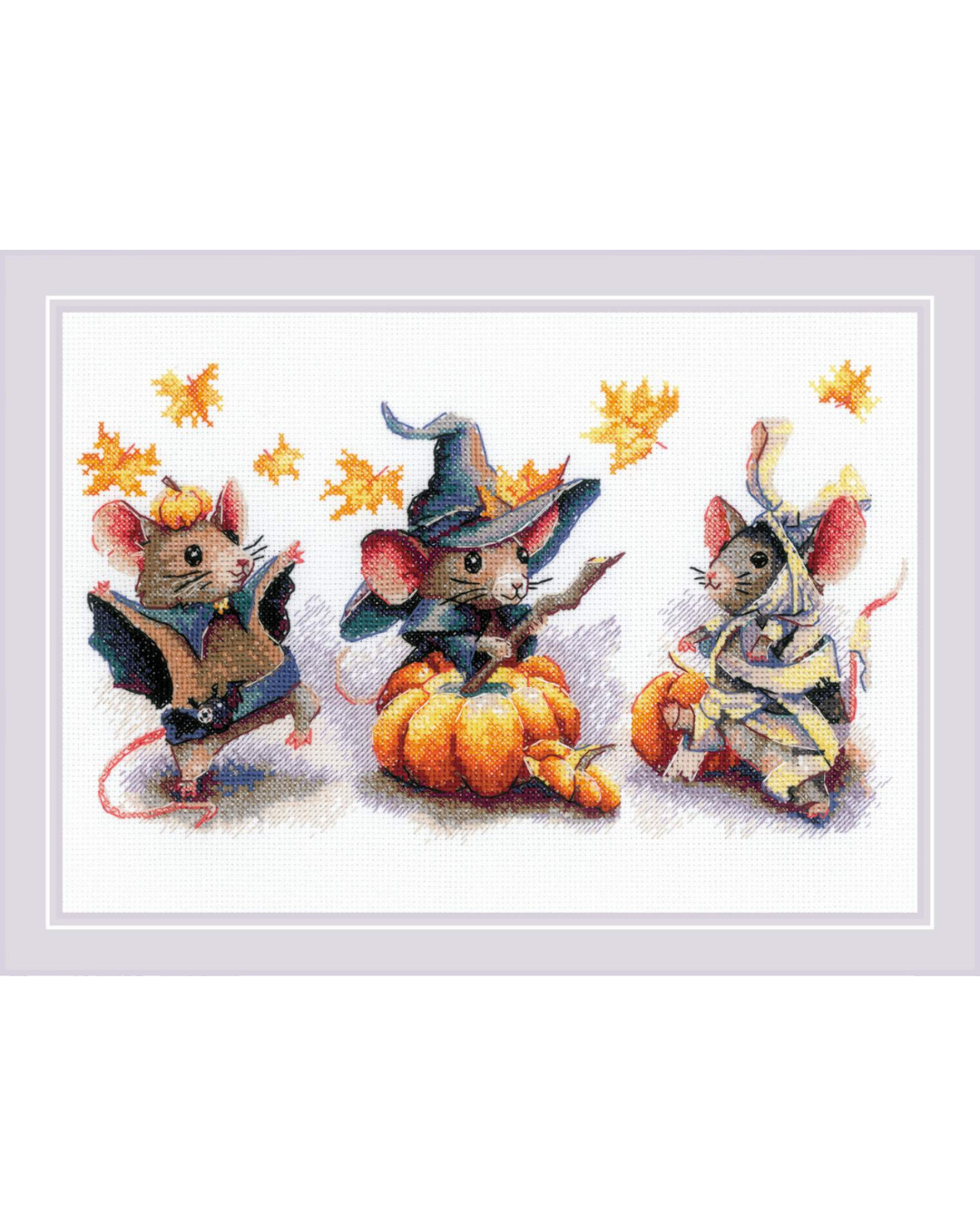 Uhyggelig musetrio – RIOLIS Broderikit (30 x 21 cm)