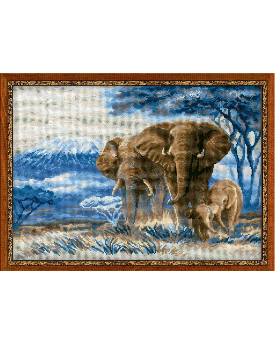 Elefanter i Savannen – RIOLIS Broderikit (40 x 30 cm)