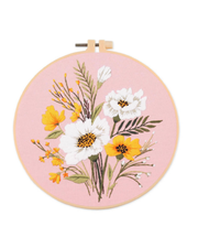 Blomster & Blade – Broderikit (Ø 20 cm) inkl. ramme
