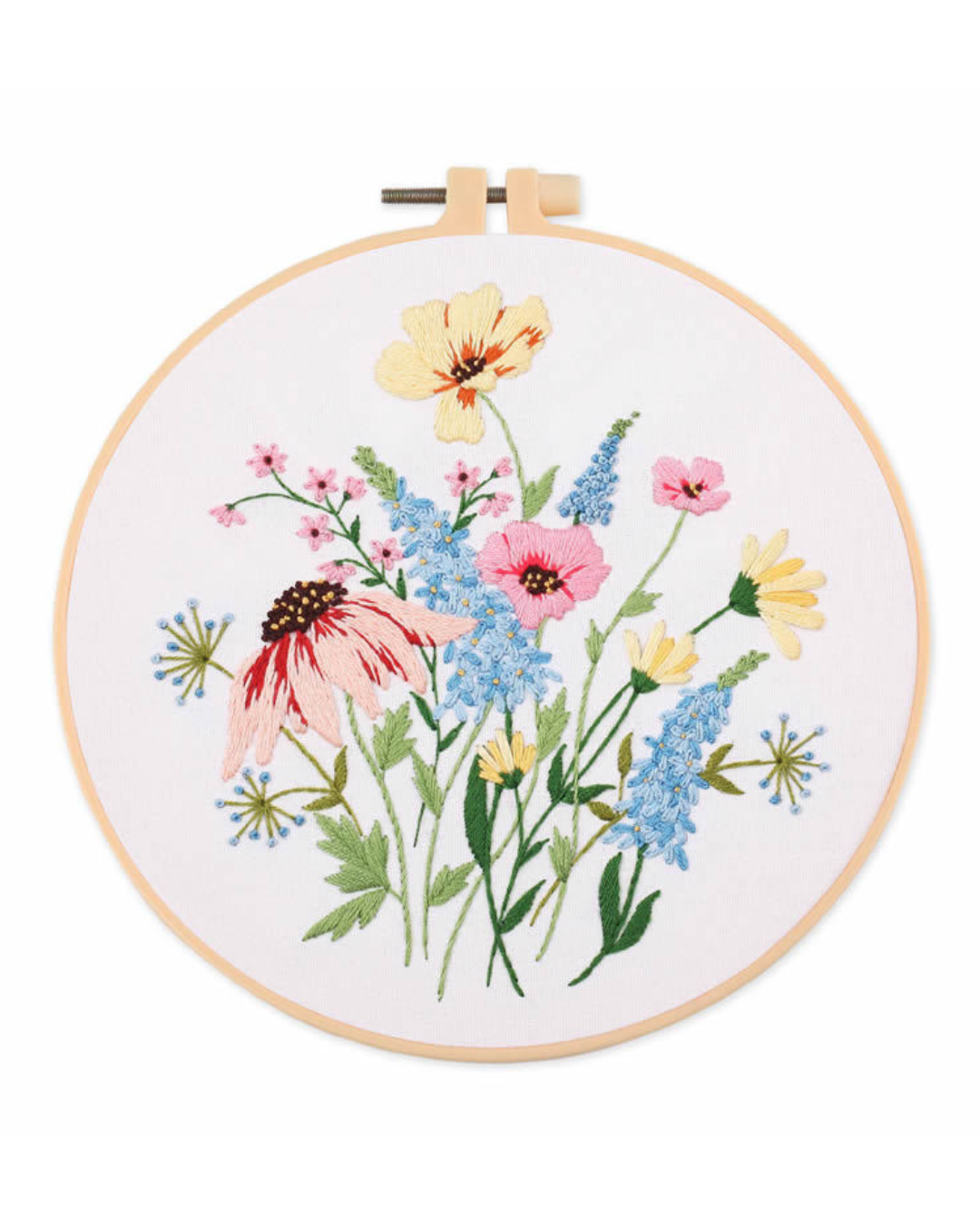 Blomster & Blade – Broderikit (Ø20 cm) inkl. ramme