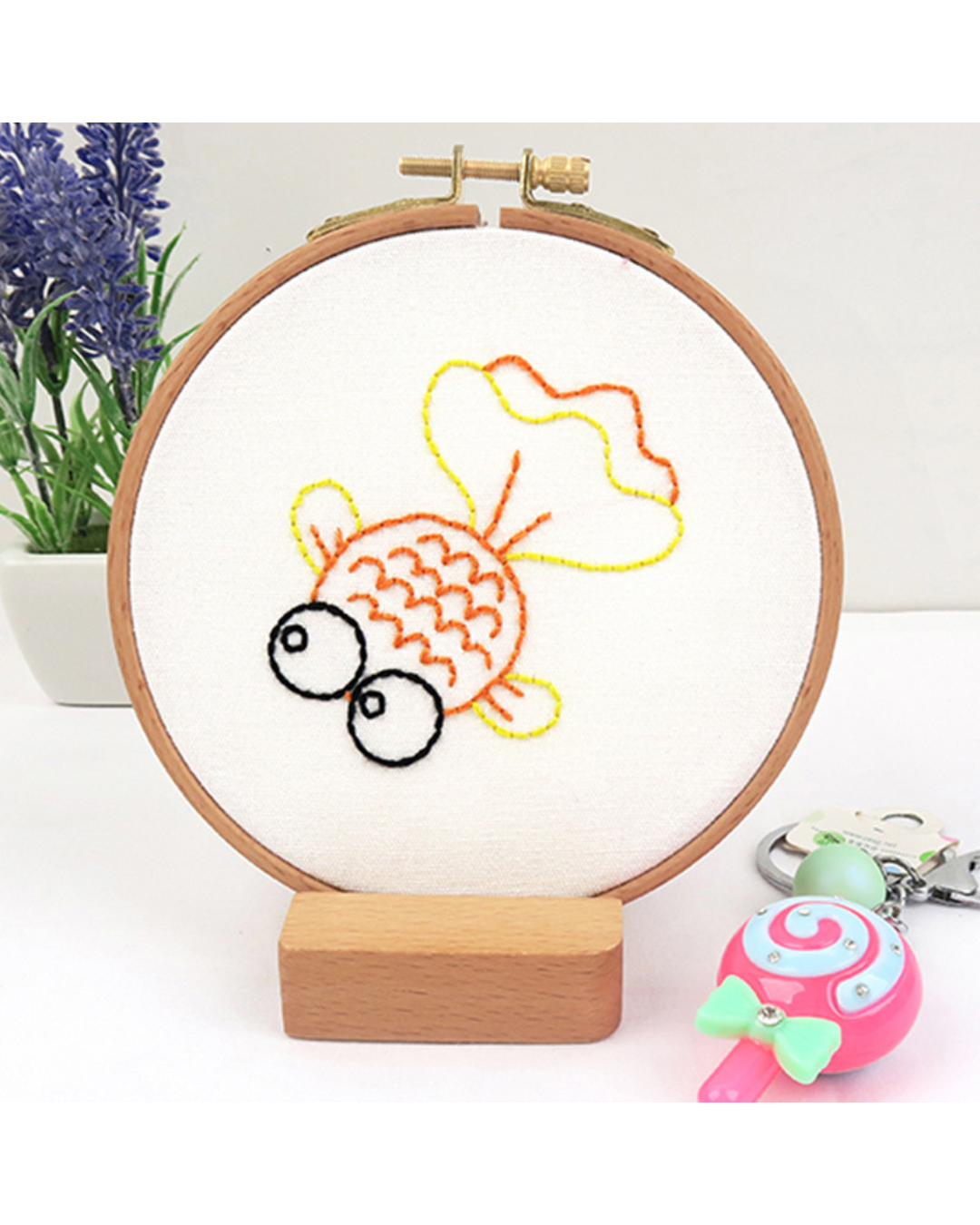 Fisk – Begynder Broderikit (8 x 7 cm) inkl. Ramme