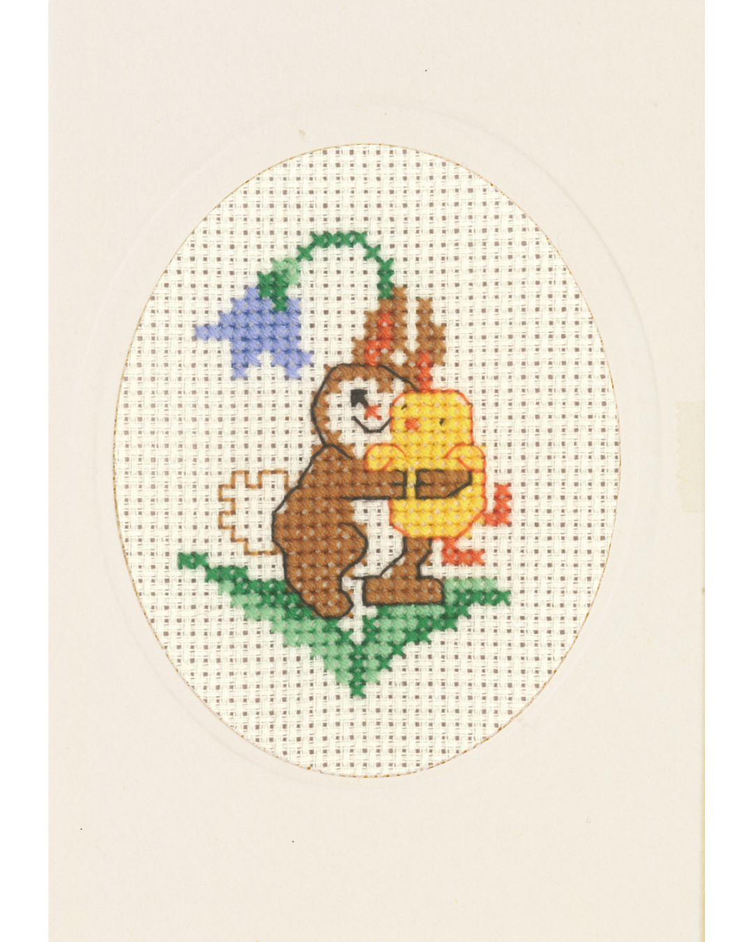 Påskehare – Broderikit til kort (9×13 cm)