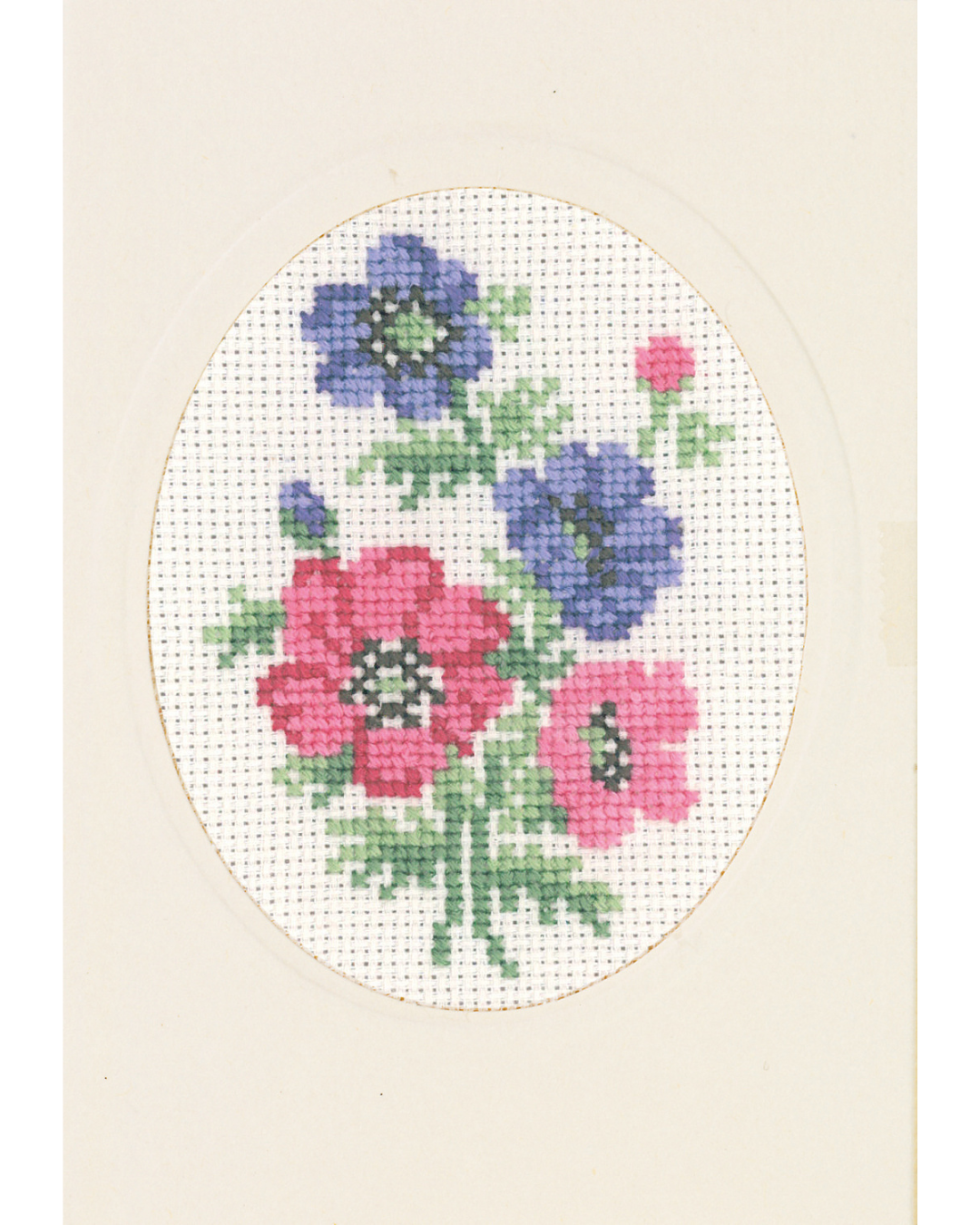 Fransk anemone – Broderikit til kort (9×13 cm)