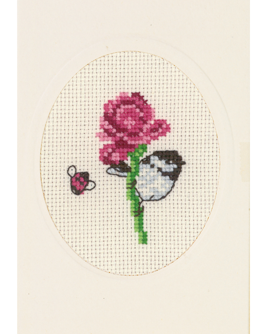 Blomsterkort Rose – Broderikit (9×13 cm)