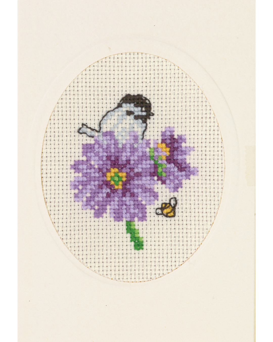 Blomsterkort Lilla – Broderikit (9×13 cm)