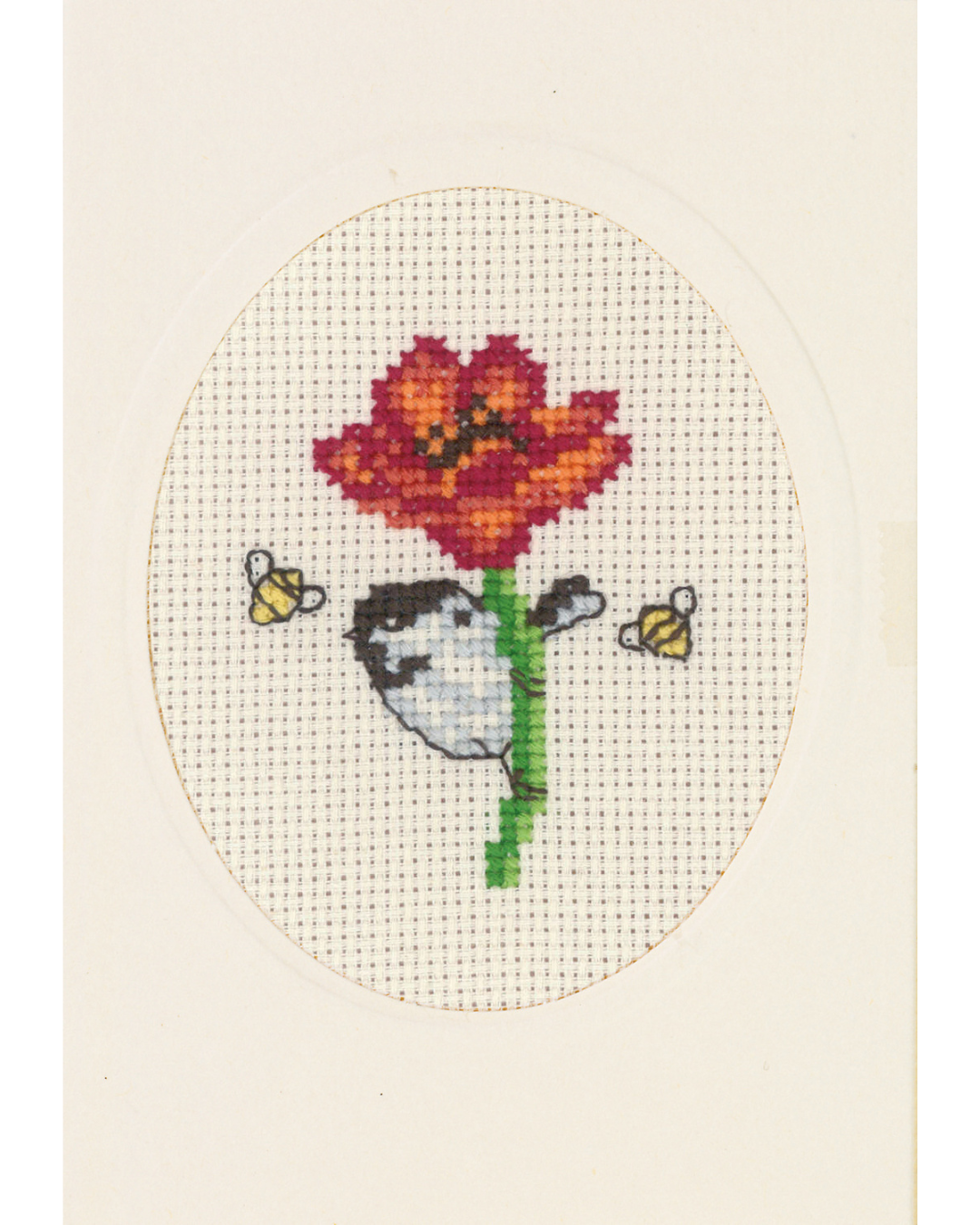 Blomsterkort Valmue – Broderikit (9×13 cm)