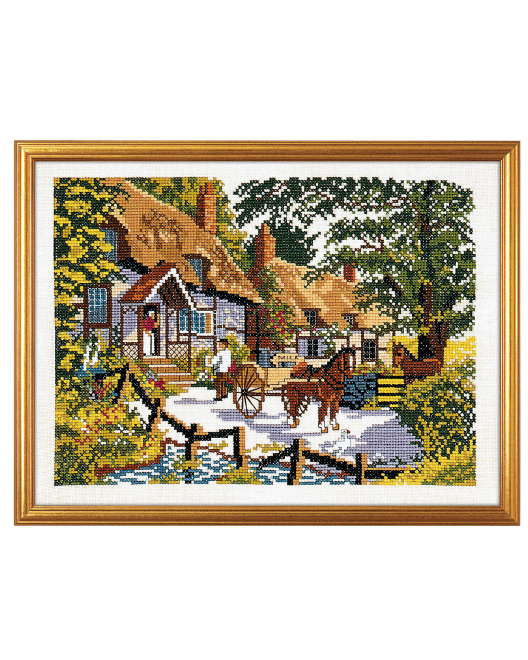 Engelsk hus og heste – Broderikit (47x36 cm)