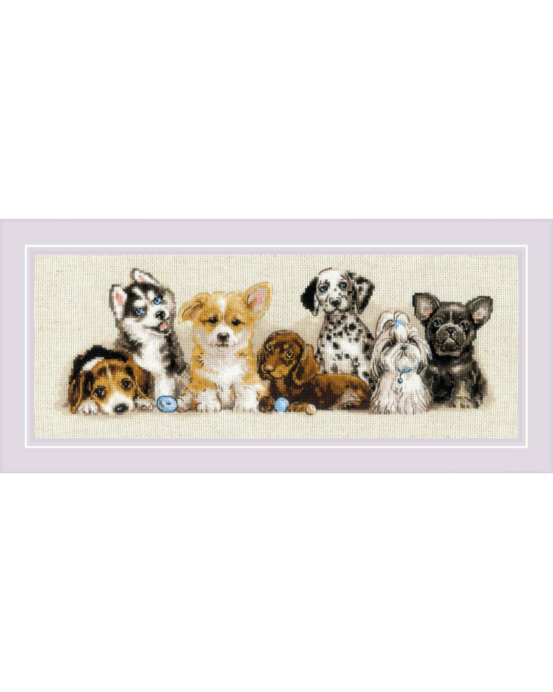 Hvalpe – RIOLIS Broderikit (40 x 15 cm)