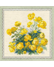 Globeblomst – RIOLIS Broderikit (20 x 20 cm)