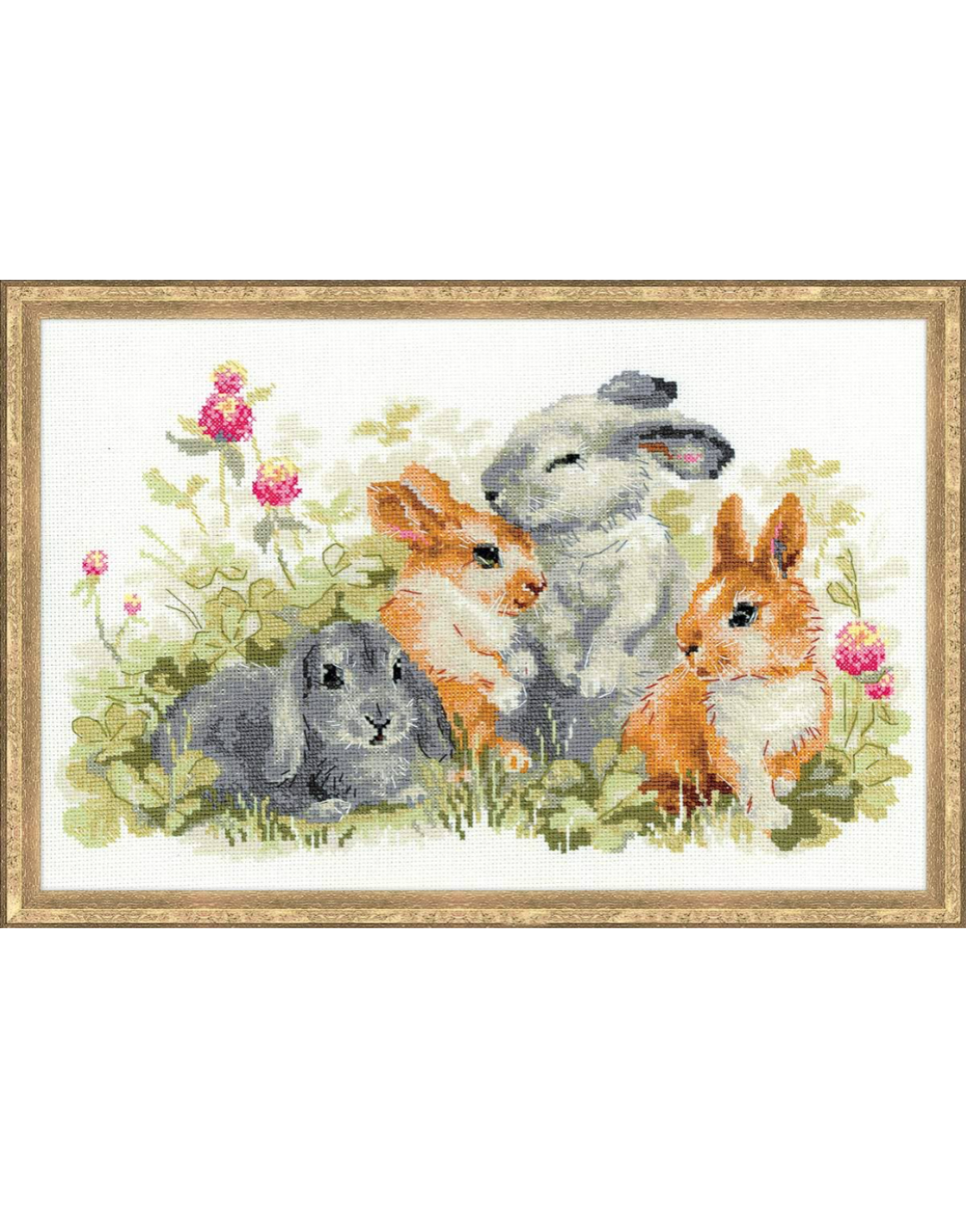Sjove Kaniner – RIOLIS Broderikit (40 x 25 cm)