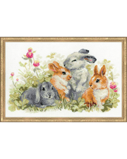 Sjove Kaniner – RIOLIS Broderikit (40 x 25 cm)