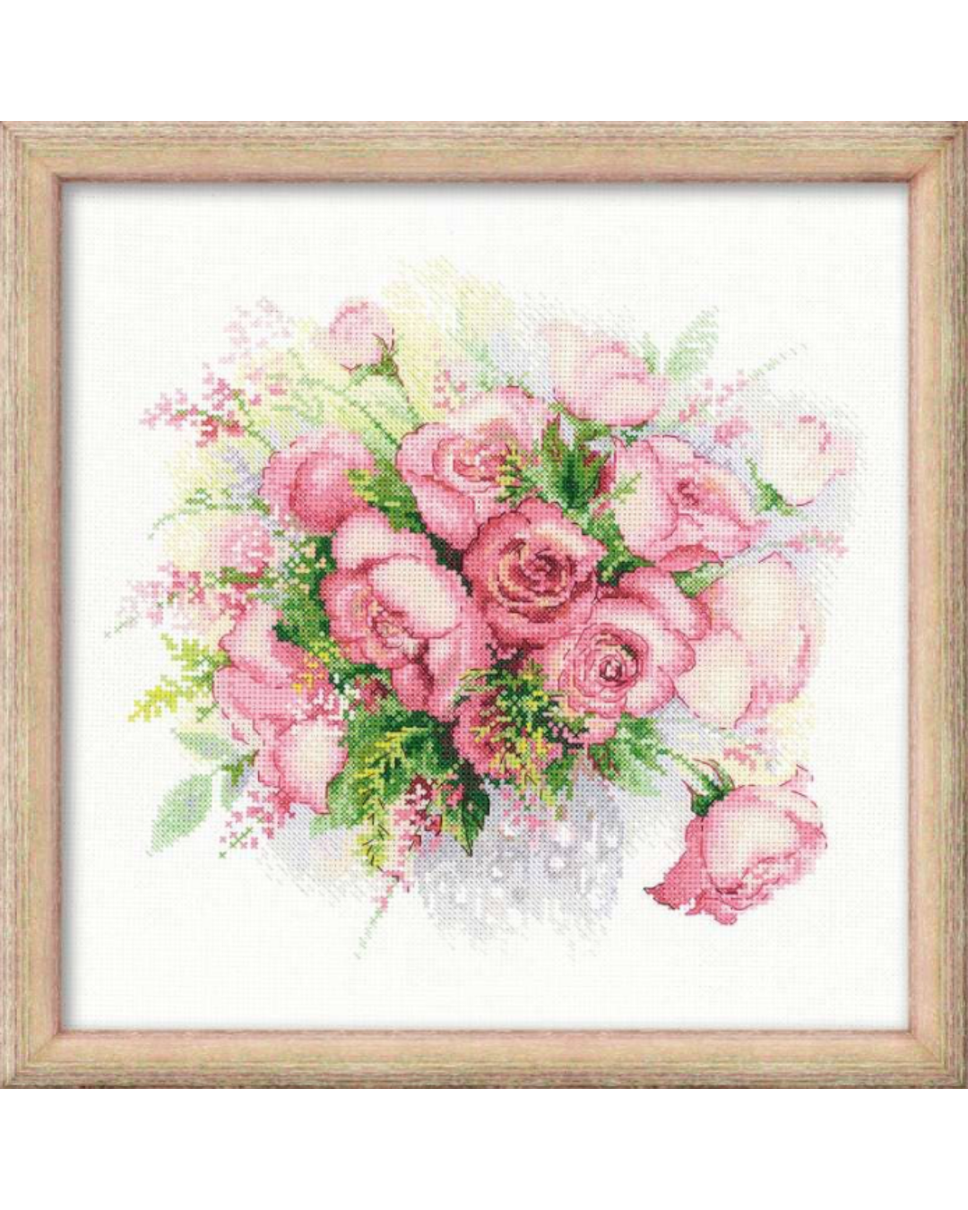 Akvarelroser – RIOLIS Broderikit (30 x 30 cm)