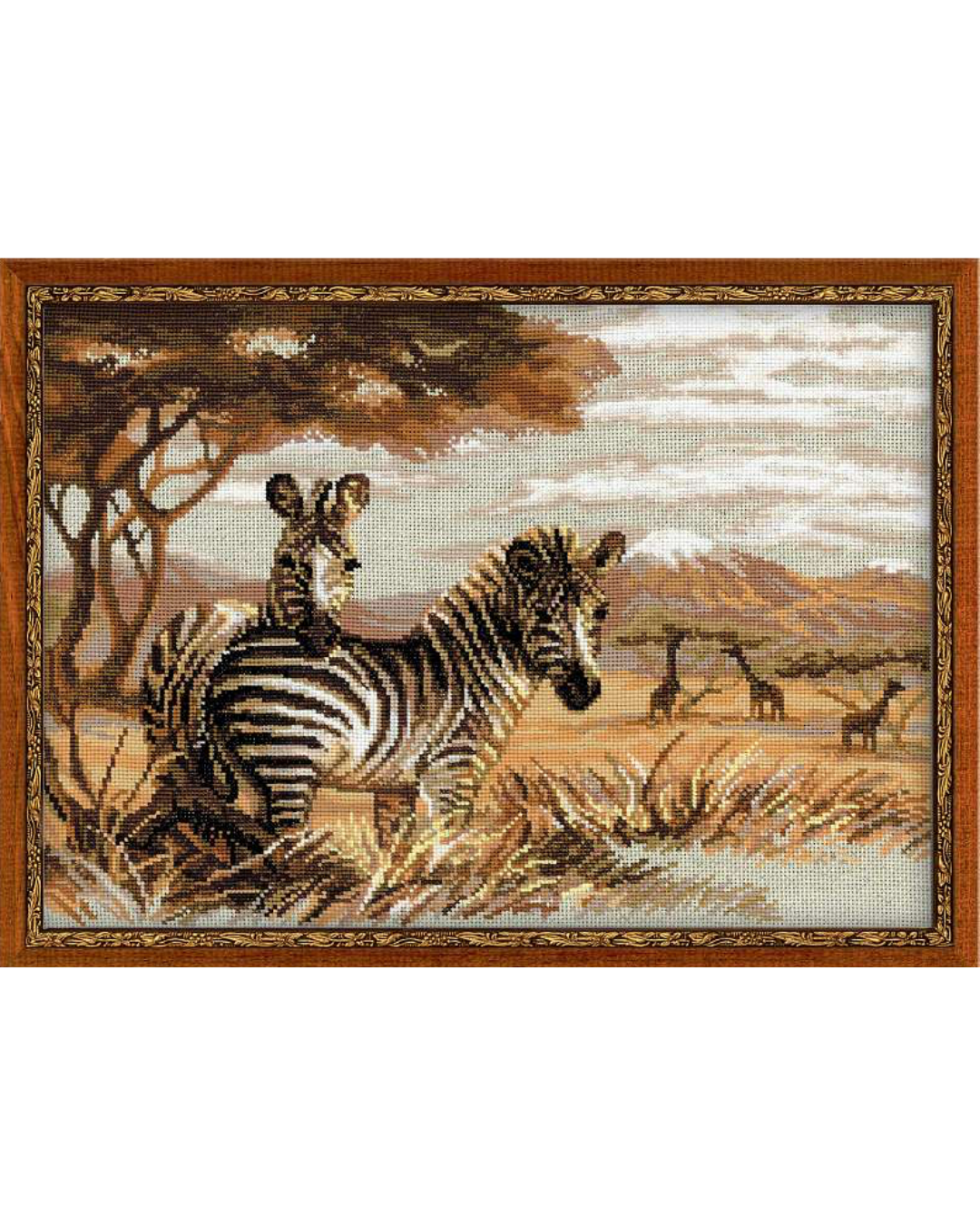 Zebraer i Savannen – RIOLIS Broderikit (40 x 30 cm)