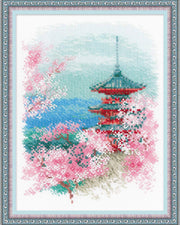 Sakura Pagode – RIOLIS Broderikit (18 x 24 cm)