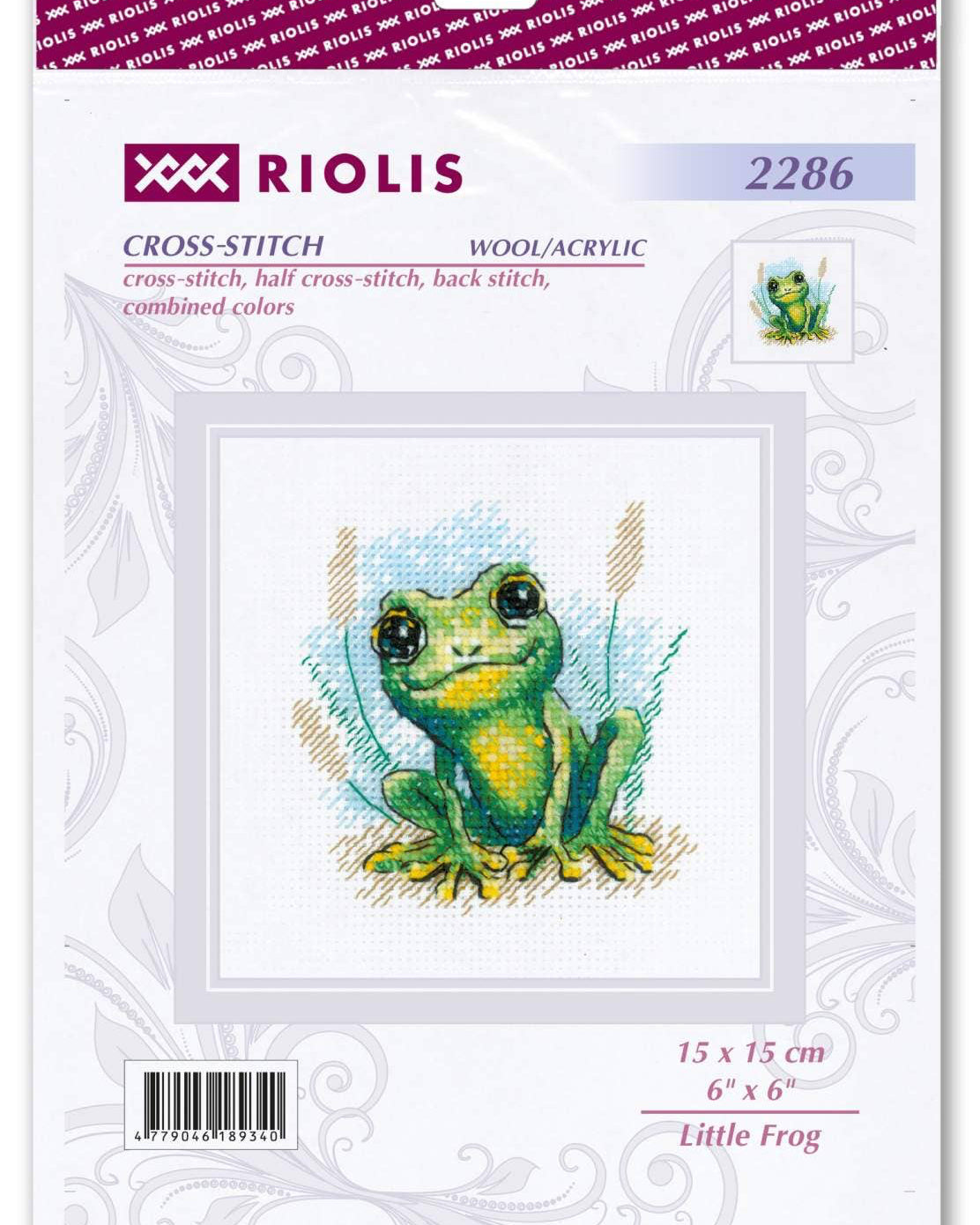 Lille frø – RIOLIS Broderikit (15 x 15 cm)