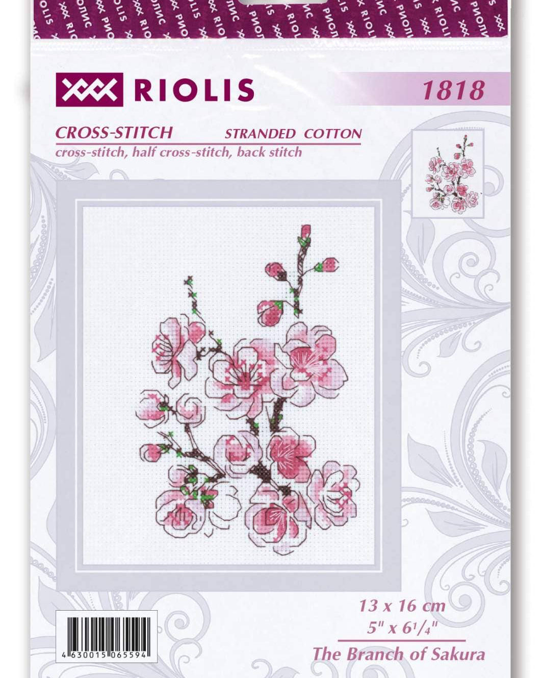 Sakura-grenen - RIOLIS Broderikit (13 x 16 cm)