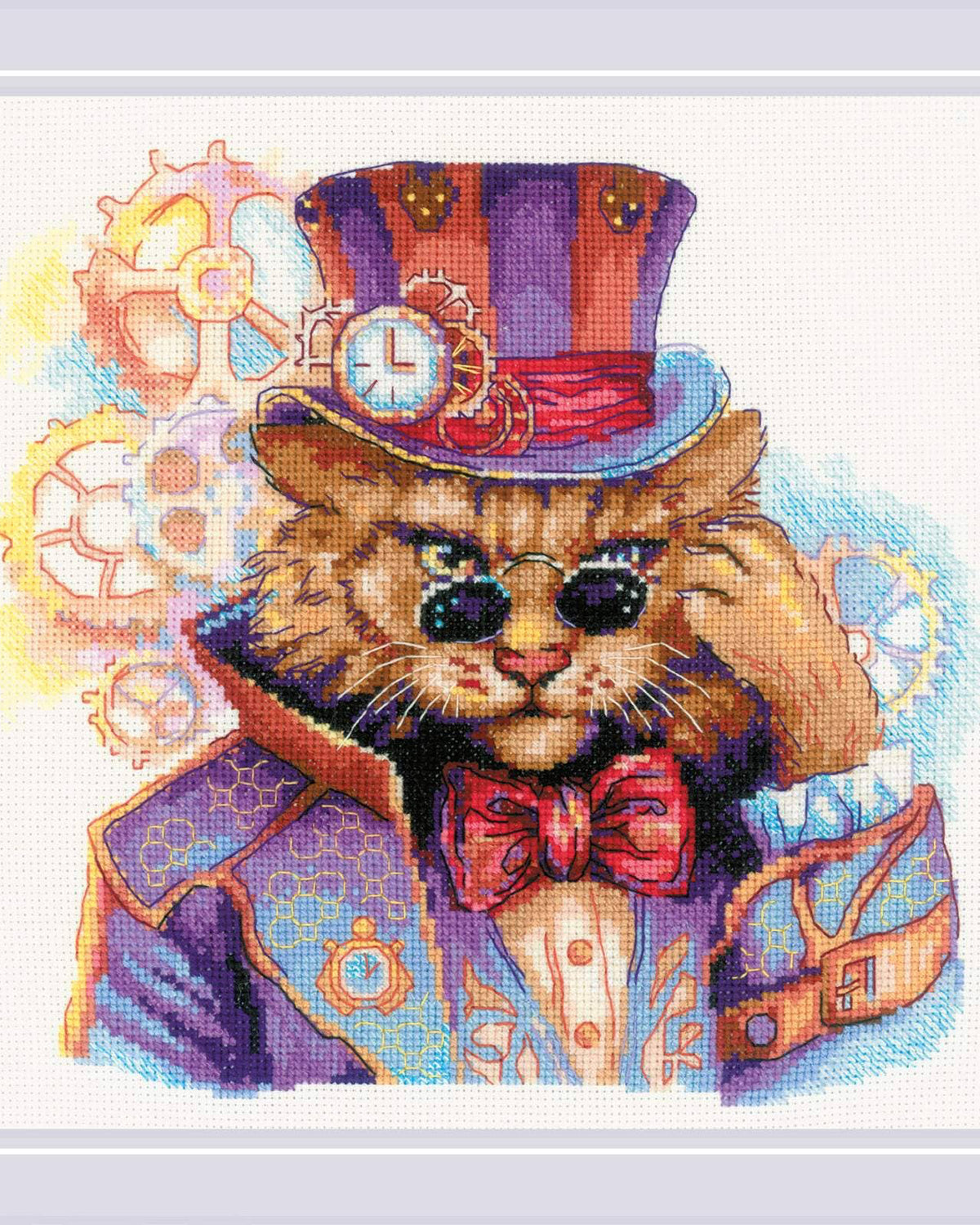 Steampunk-kat – RIOLIS Broderikit (20 x 20 cm)