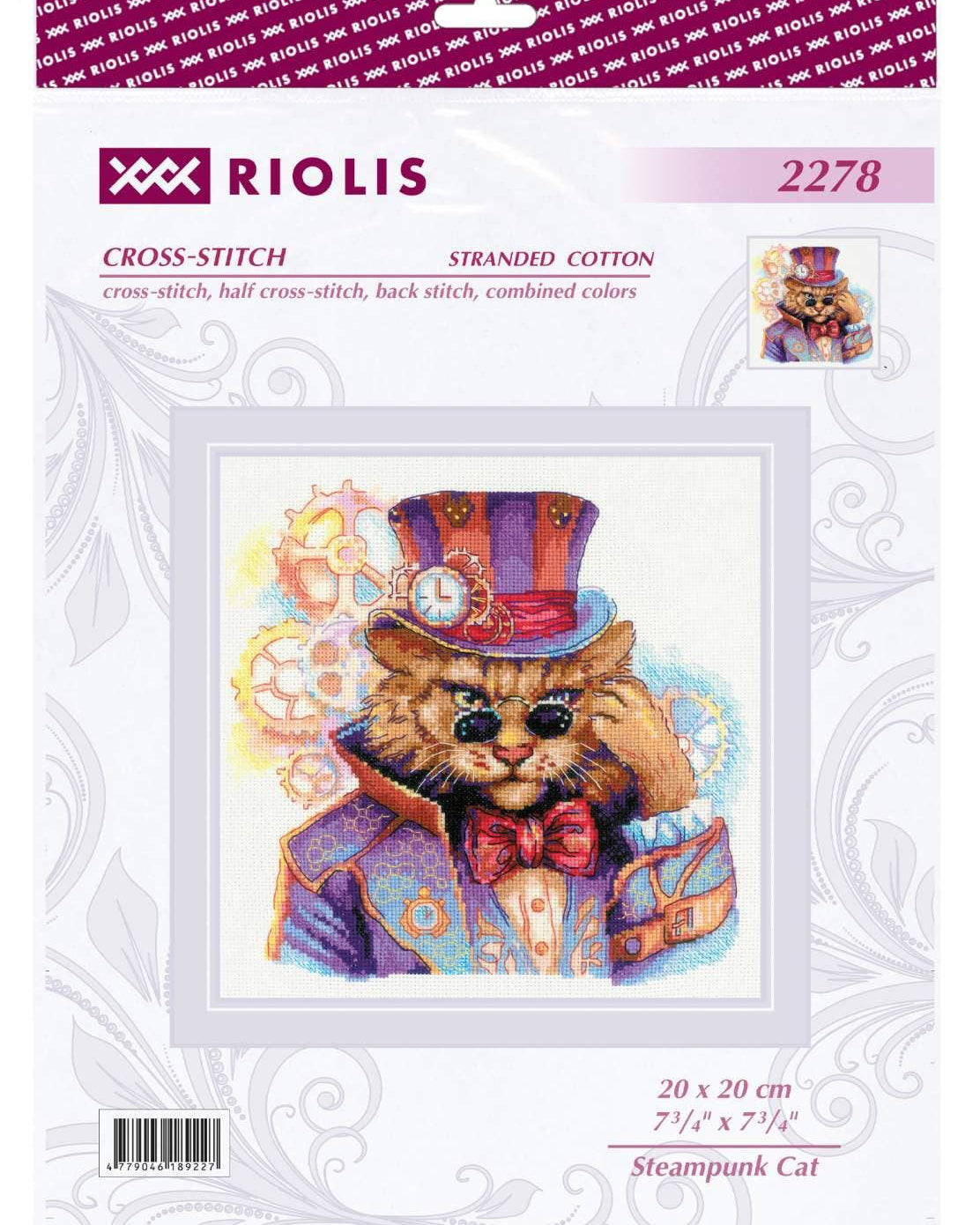 Steampunk-kat – RIOLIS Broderikit (20 x 20 cm)
